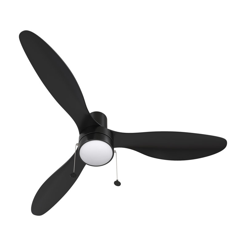 52'' Pull Chain Black Ceiling Fan with Light