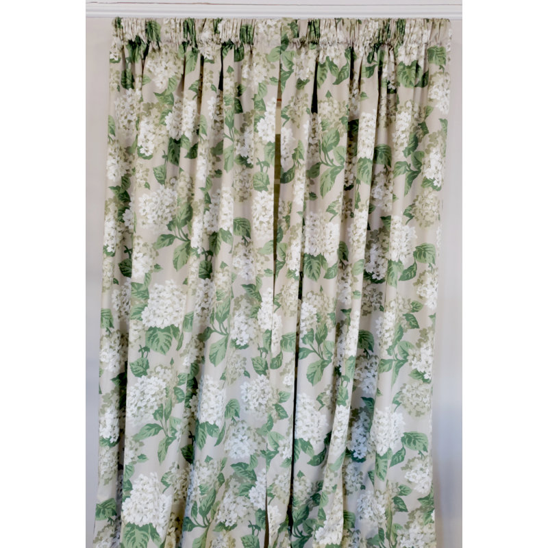 Hydrangea Cotton Blend Room Darkening Curtain Pair, Black, 50" W x 96" L