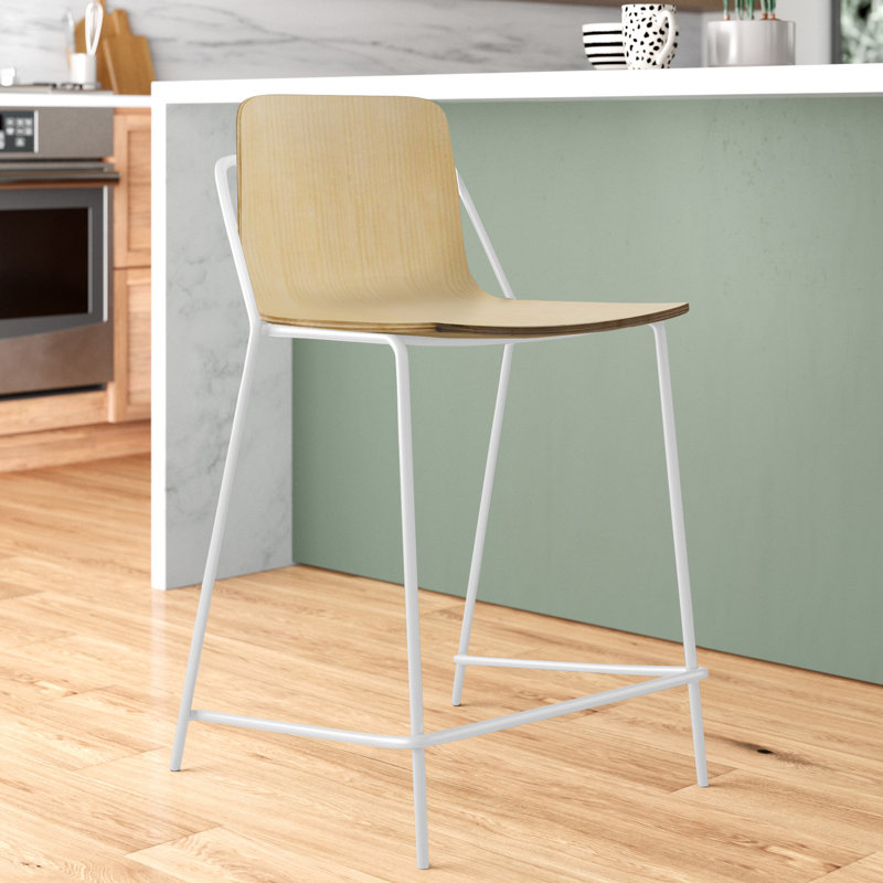 Bar Stool, White, Bar Stool (30" Seat Height), Bleached Ash
