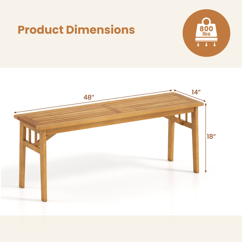 Banc de pique-nique en bois d'acacia Gymax