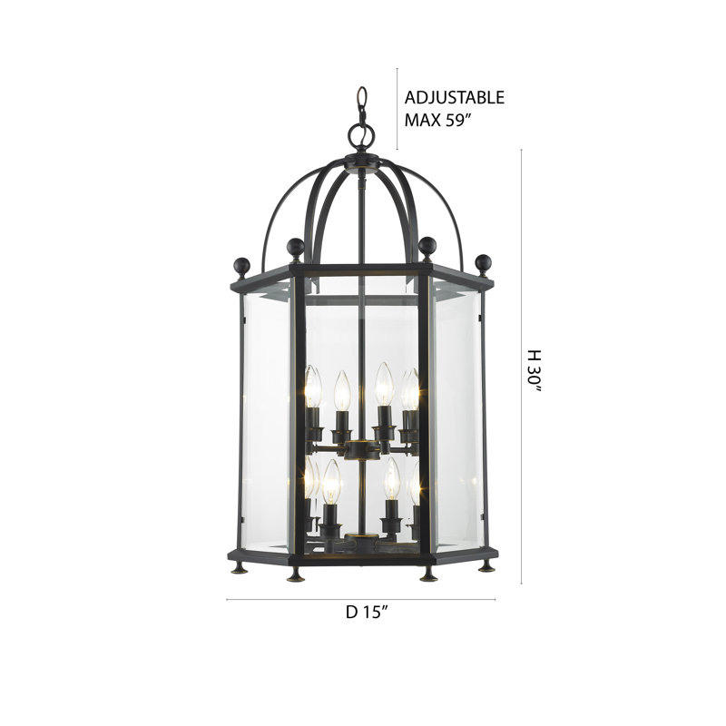 8-Light Bronze Pendant With Clear Glass