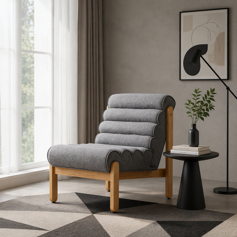 Fauteuil d'appoint Fluffy, Naturel, Gris foncé