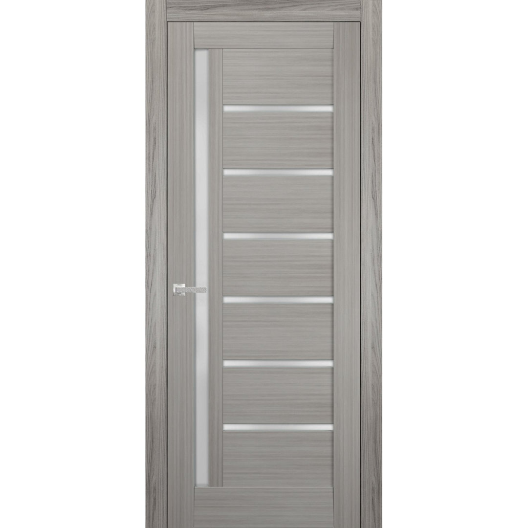 Quadro Frosted Glass Paneled Solid Manufactured Wood Finish Standard Gray Door SARTODOORS 