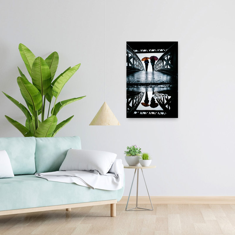 Parapluies, art mural abstrait contemporain, H 24 po x l 16 po