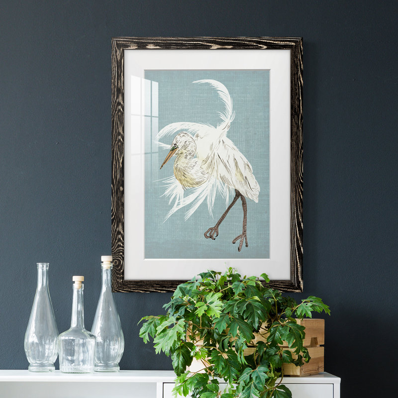 Heron Plumage IV encadré mat - prêt à accrocher, Cadre noir, H 38 po x l 28 po x P 1 po