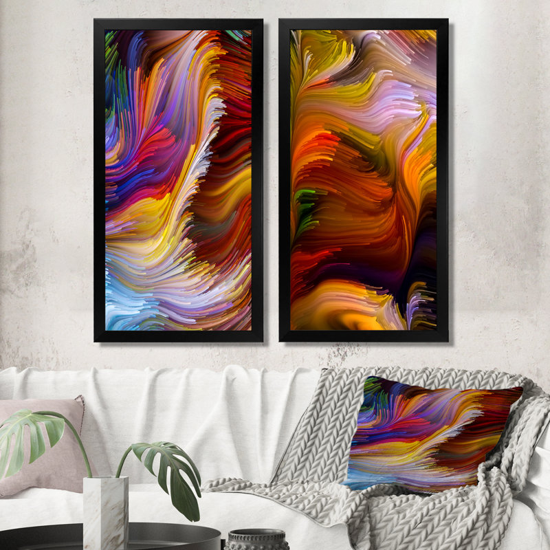 «Escape of Liquide Art VI», ensemble de 2 reproductions sur toiles, H 40 po x l 40 po x P 1 po, Cadre photo noir