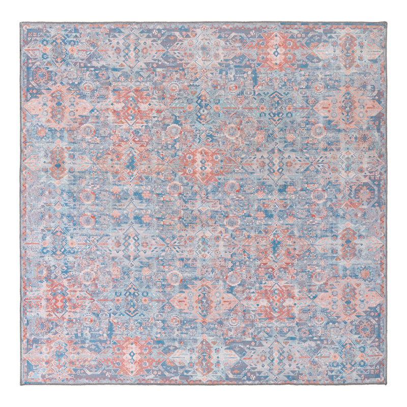 Mayzelle Chenille Oriental Indoor Rug, Square 7'7"