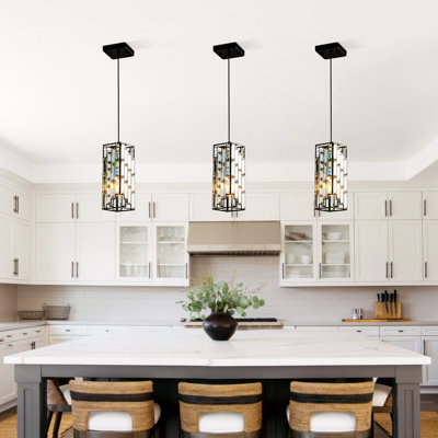 3-pack Crystal Pendant Lights, Adjustable Height, Modern Crystal Chandelier For Dining Room, Kitchen Island, Hallway