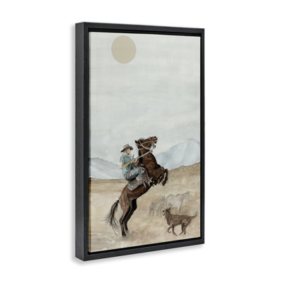  Rearing Horse & Dog Framed Floater Canvas by Cindy Jacobs