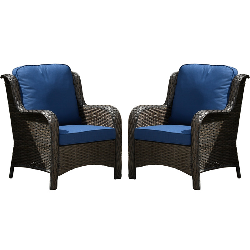 Peridot Wicker Outdoor Lounge Chair, Navy Blue