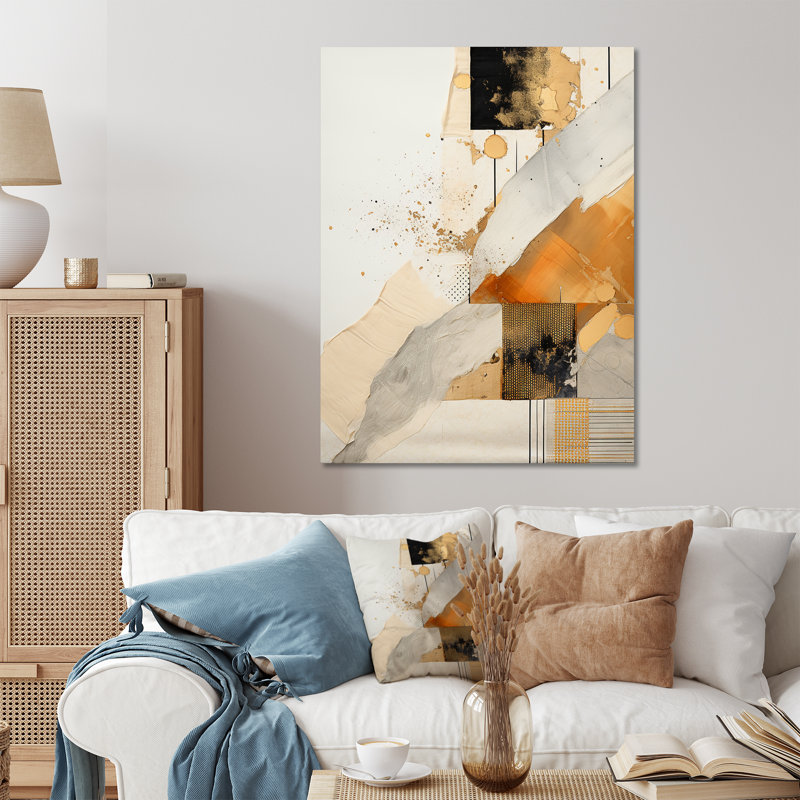 «Gray and Gold Sunset Collage IV», art mural abstrait en métal, H 20 po x l 12 po x P 1 po