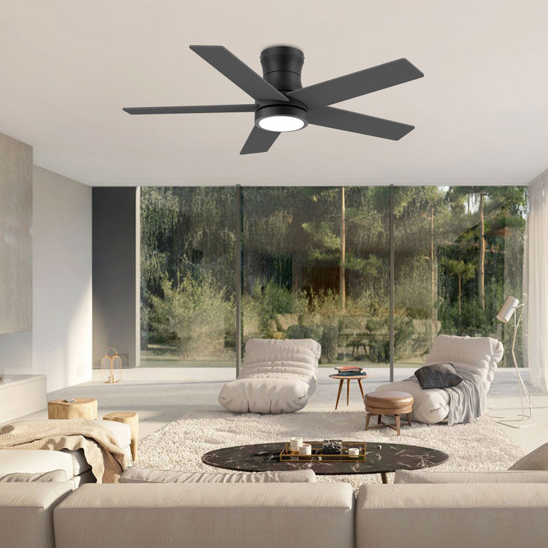 5-Blade Smart Flush Mount Ceiling Fan with Lights Remote, Voice WIFI Alexa App Control, Quiet DC Motor, "42" Wide