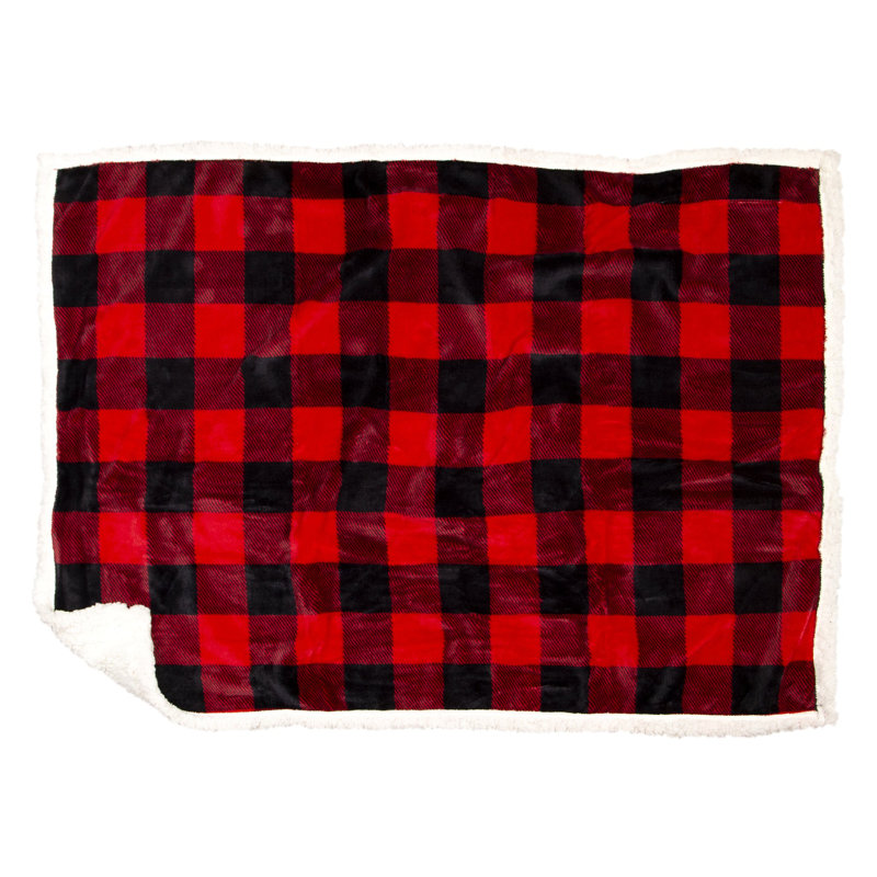 Bûcheron écossais rouge L / XL - Sherpa blanc, 40 po x 28 po, Rouge/blanc