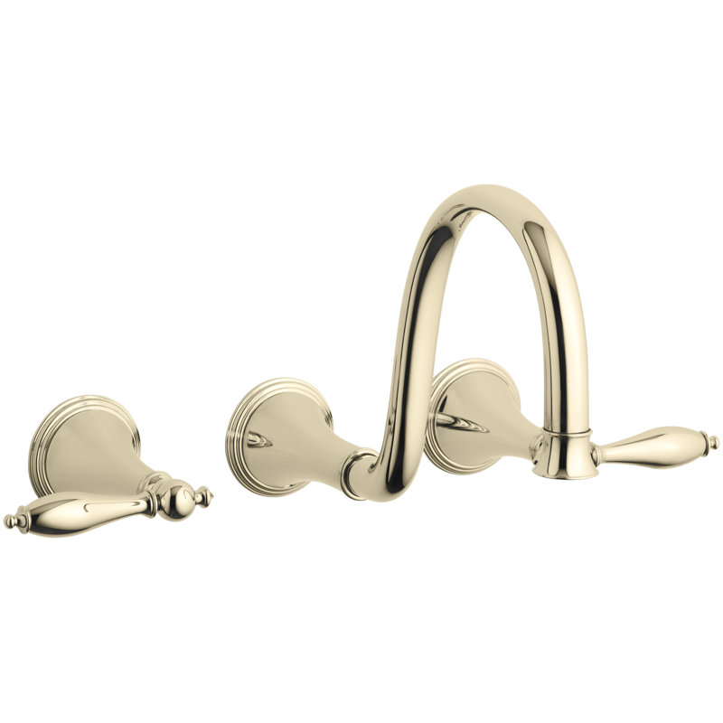 Finial®  Wall Mounted Bathroom Faucet, Vibrant French Gold