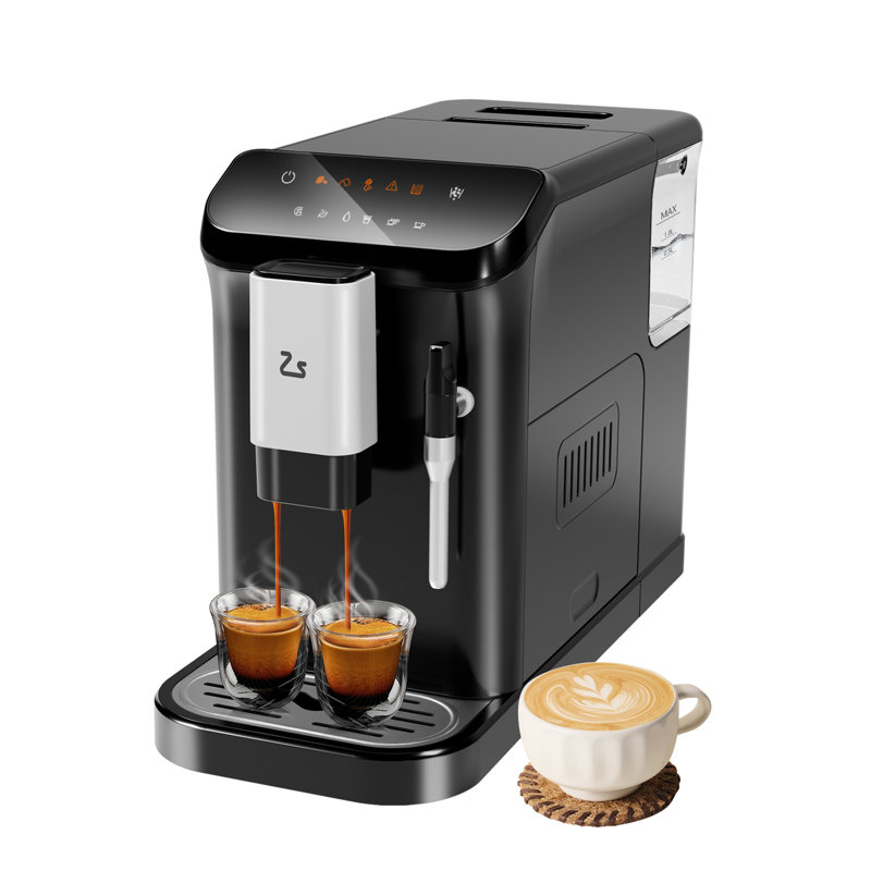 Machine à espresso automatique 20 bars avec moulin intégré - contrôle à écran tactile, 7 variétés de café, infusion rapide de 1350 W, mousseur à lait, réservoir de 1,5 L, barista domestique (noir)