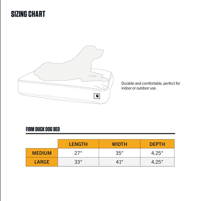 Lit pour animal de compagnie en toile durable Carhartt, lit pour chien ferme résistant à l'eau, brun Carhartt (plateau en sherpa), grand