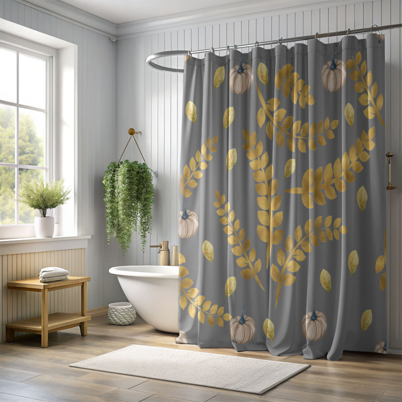 Golden Season - Rideau de douche standard 1 pièce, H 74 po x l 71 po
