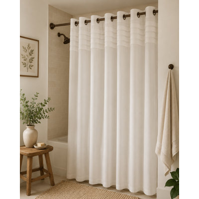 Santos Striped Shower Curtain with Liner Included
