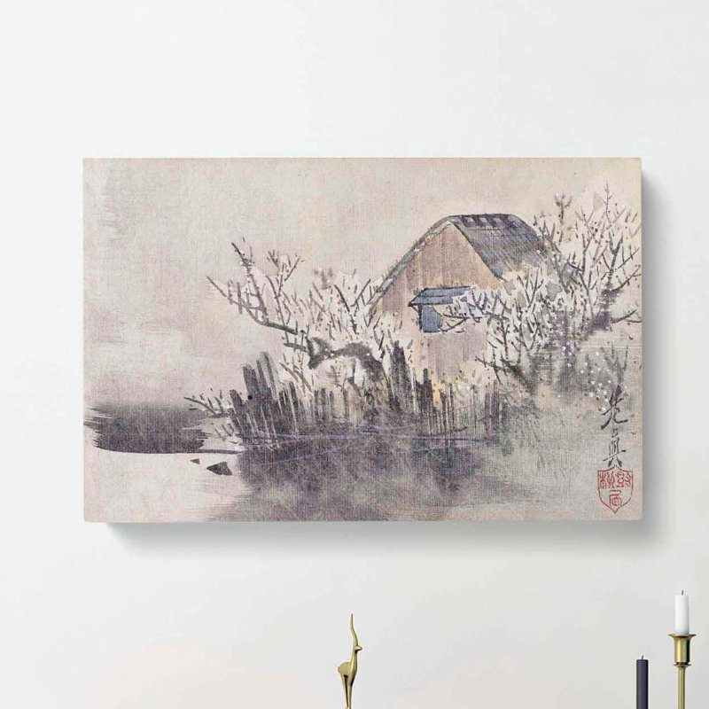 Hut By The Lake by Shibata Zeshin - Wrapped Canvas Painting, 35cm H x 50cm W x 3cm D