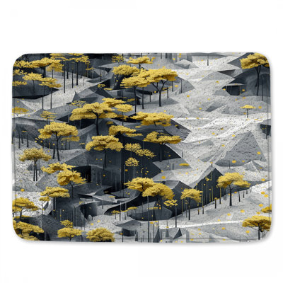 Yellow Trees On Mountains Bath Mat