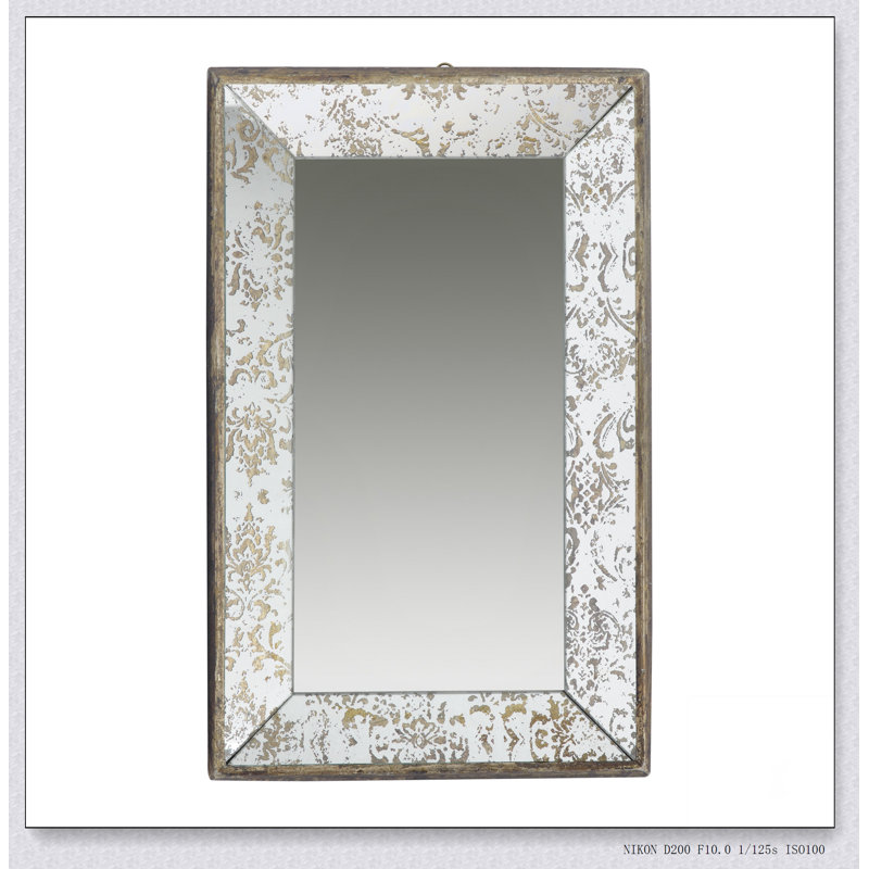 Miroir rectangulaire 20 po x 12 po avec détails floraux, plateau de présentation en miroir et miroir mural