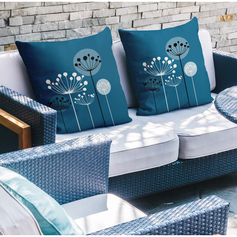 Housse et insert de coussin décoratif intérieur / extérieur en mélange de polyester, L 19 po x H 19 po, Turquoise
