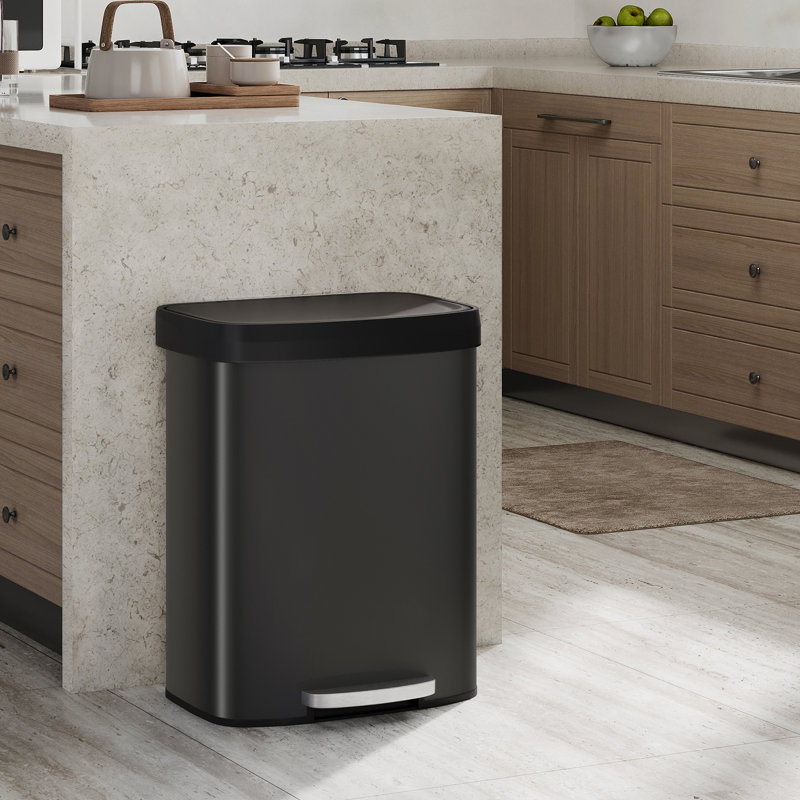 Stainless Steel Kitchen Trash Can, Black