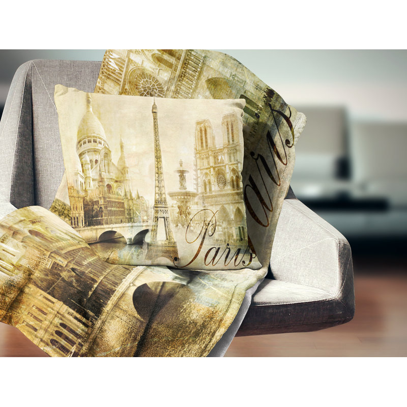Coussin Old City Paris, 16 po x 1 po, Coussin décoratif