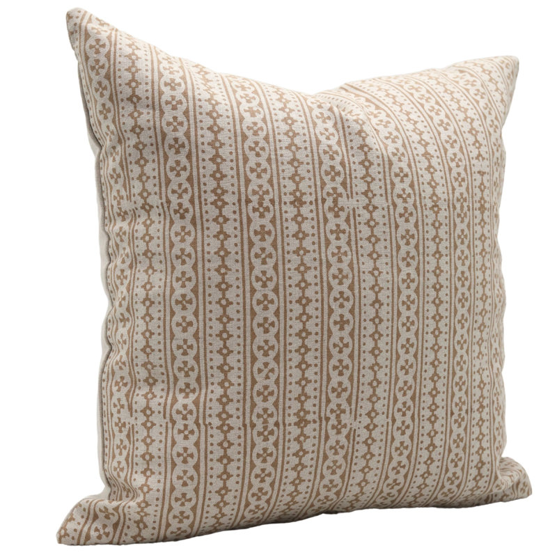 Coussin décoratif fait à la main à motif floral imprimé Fab Fabine - Doji, H 16 po x l 16 po, Carré