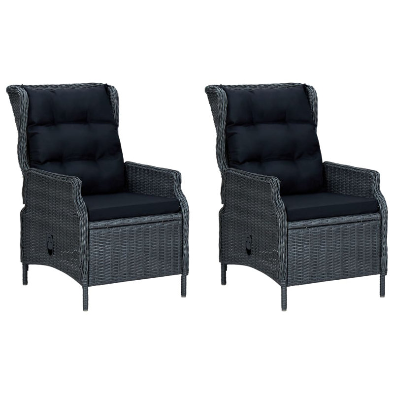 9 Piece Patio Dining Set with Cushions Poly Rattan, Black