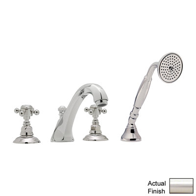 Robinet de baignoire romaine à fixation sur plateau à poignées doubles avec douche à main Country