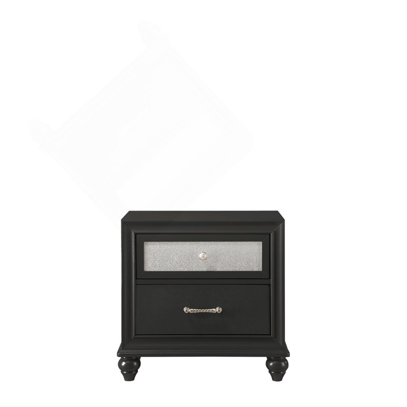 Mobilier de chambre en bois de style moderne avec table de chevet et finition argentée 1pc