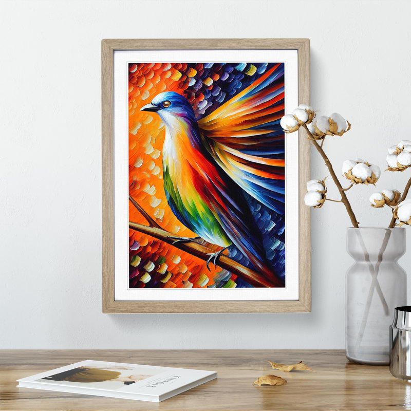Beauty Of A Bird No.3 - Print, 66cm H x 48cm W x 2cm D, Oak Framed, White