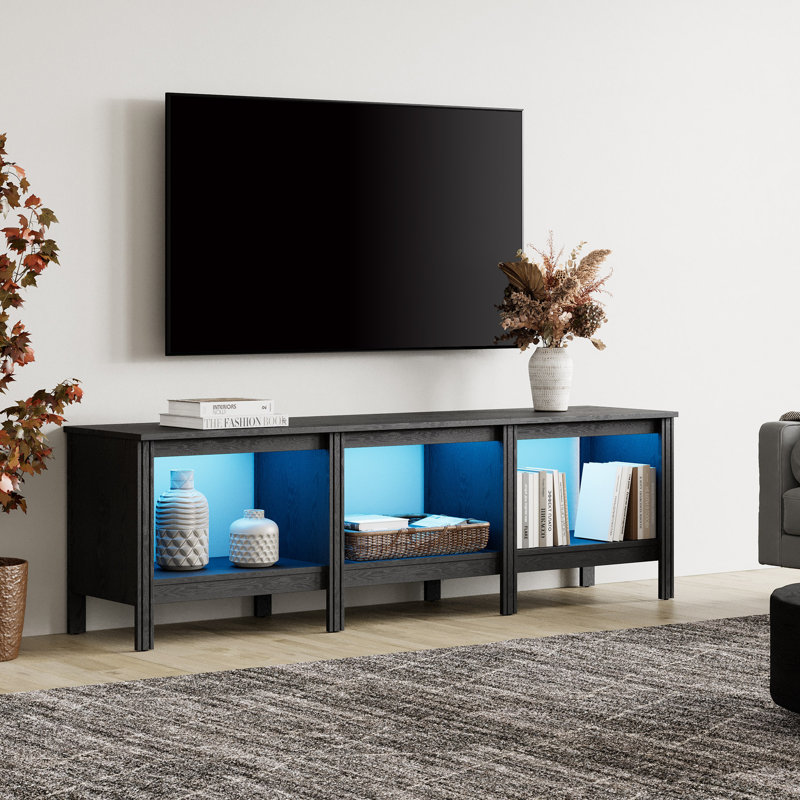 Ashae TV Stand for TVs up to 75", Black/Blue