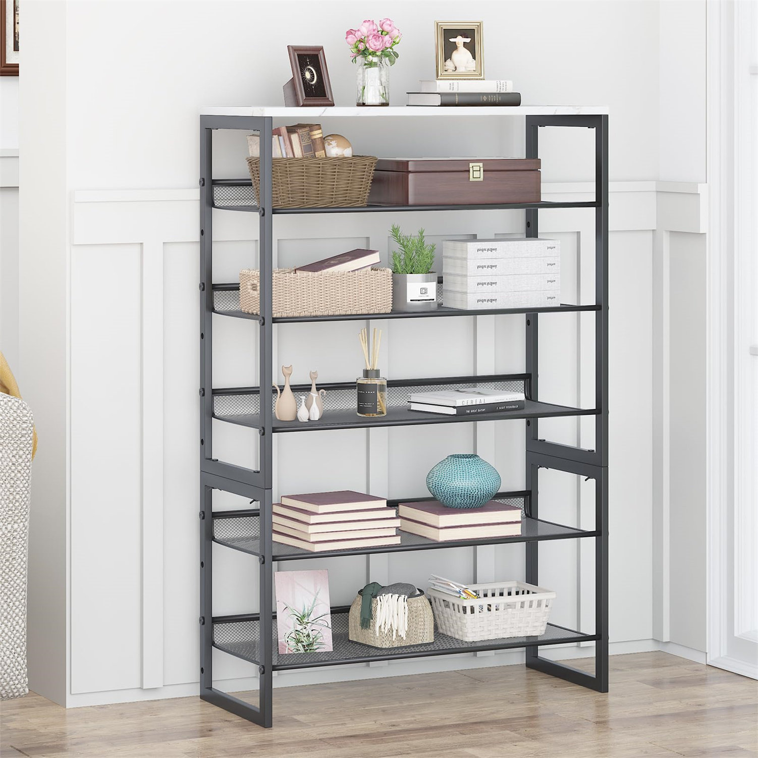 Show Racks Metal Rebrilliant Large Capacity Storage Rack with Adjustable Metal Shelf ...