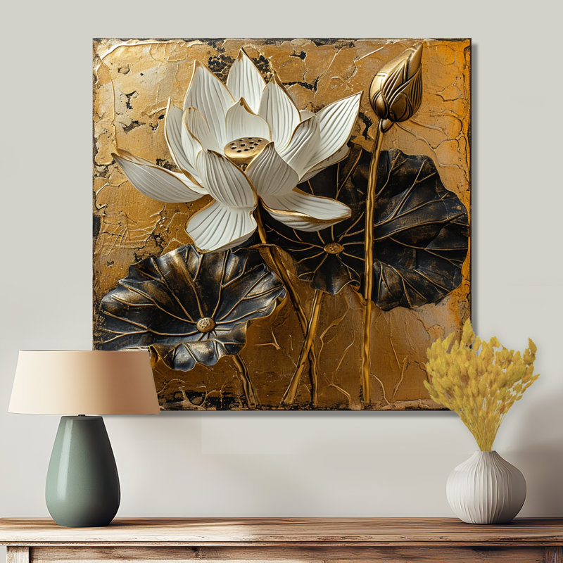 Boncelles - Lotus, art mural, Toile tendue, H 16 po x l 16 po