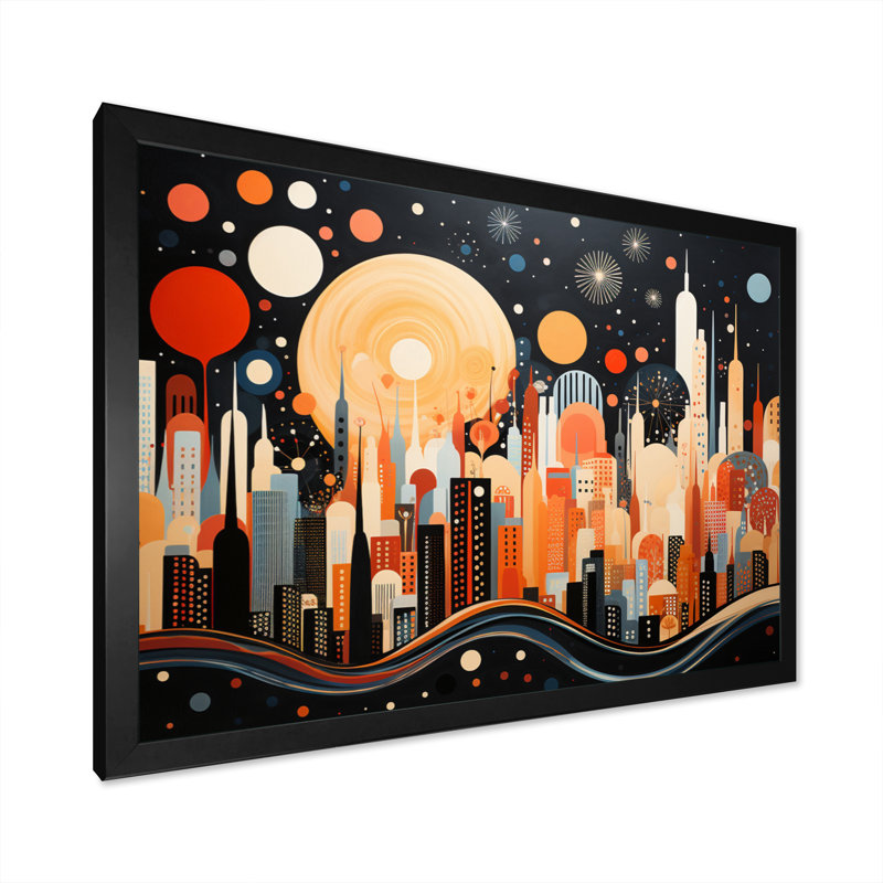New York City Midcentury Collage III - reproduction sur toile, H 12 po x l 20 po x P 1 po, Cadre simple noir