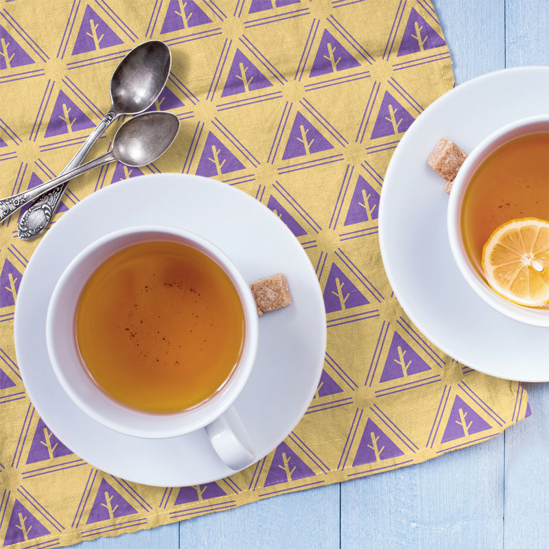 Theo Nath Tea Towel Kitchen Towel, Cream/Purple, Cotton Twill