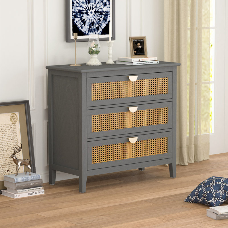 Commode 3 tiroirs, Gris