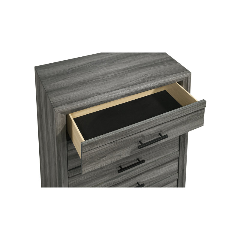 Commode 5 tiroirs Zarrah, Gris