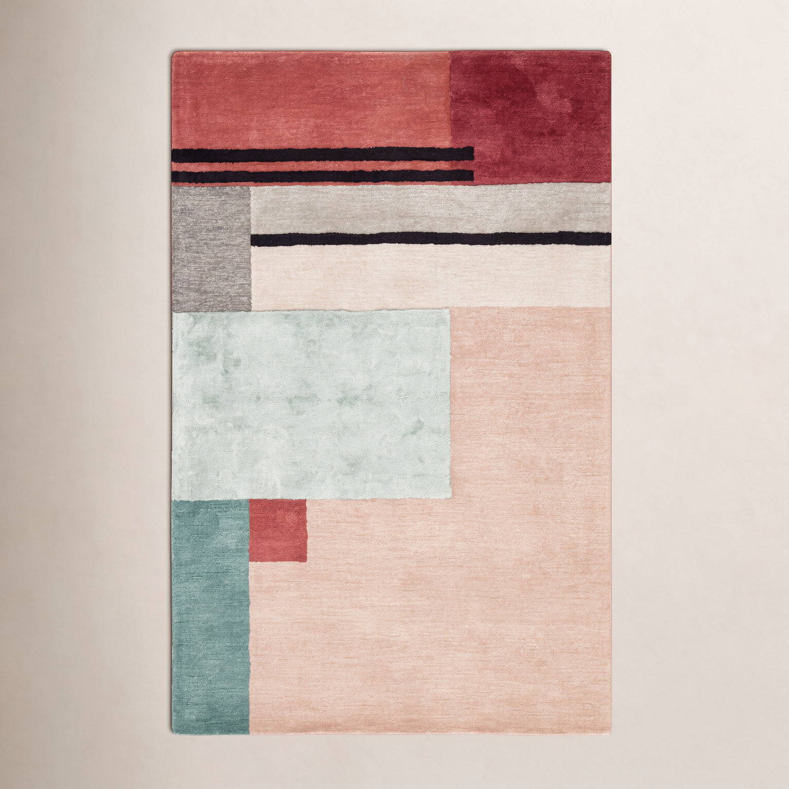 Runway Beige Hand-Tufted Geometric Rug, Rectangle 2' x 3'