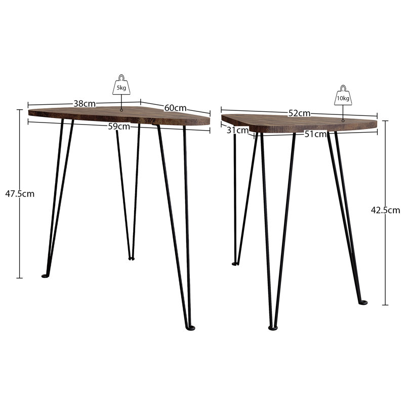 Nest of 2 Oval Tables, Stylish Modern Living Room Home Furniture, Dark Wood