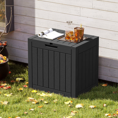 32 Gallon Deck Box Weatherproof Resin Lockable Outdoor Storage for Secure Package Deliveries and Indoor Storage in Garden or Patio, Backyard by Smugdesk.com
