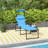 Outdoor Lounge Chair, Adjustable Backrest Folding Chaise Lounge, Cushioned Tanning Chair W/Sunshade Roof & Pillow Headrest For Beach, Camping, Hiking-1135794811-1135794805