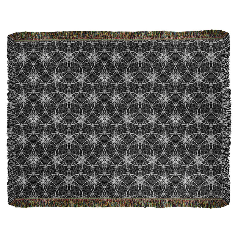 Couverture en coton tissé Katelyn Elizabeth, l 50 po x L 60 po, Noir / Gris