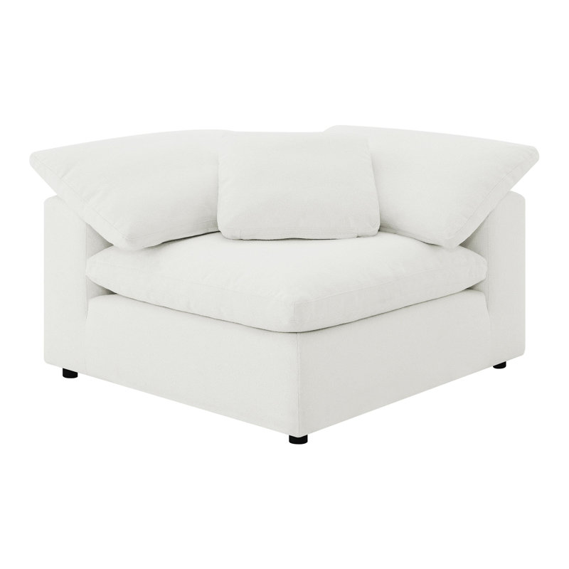 Fauteuil d'angle rembourré Boucle, Bouclé ivoire