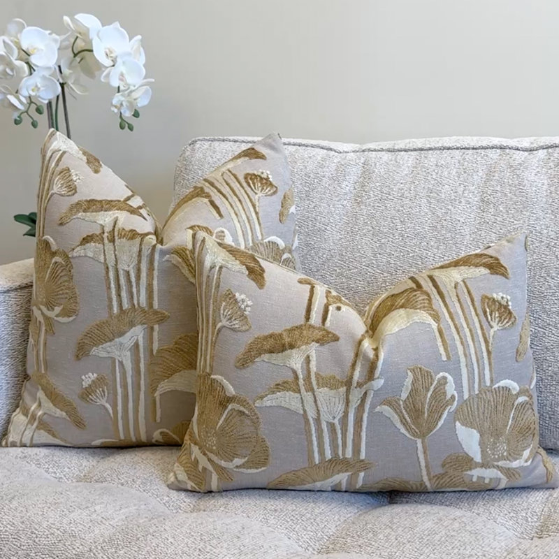 Housse de coussin en velours floral, 14 x 20 po, Ambre