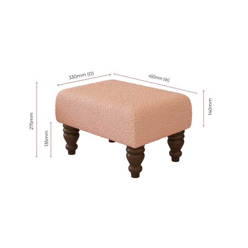 Autryville Wood Turned Leg, Pink, Mahogany, Boucle