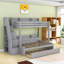 Lit simple superposé au dessus d'un lit double avec escalier de rangement, lit gigogne simple, DEL, USB et tablettes-1789758196