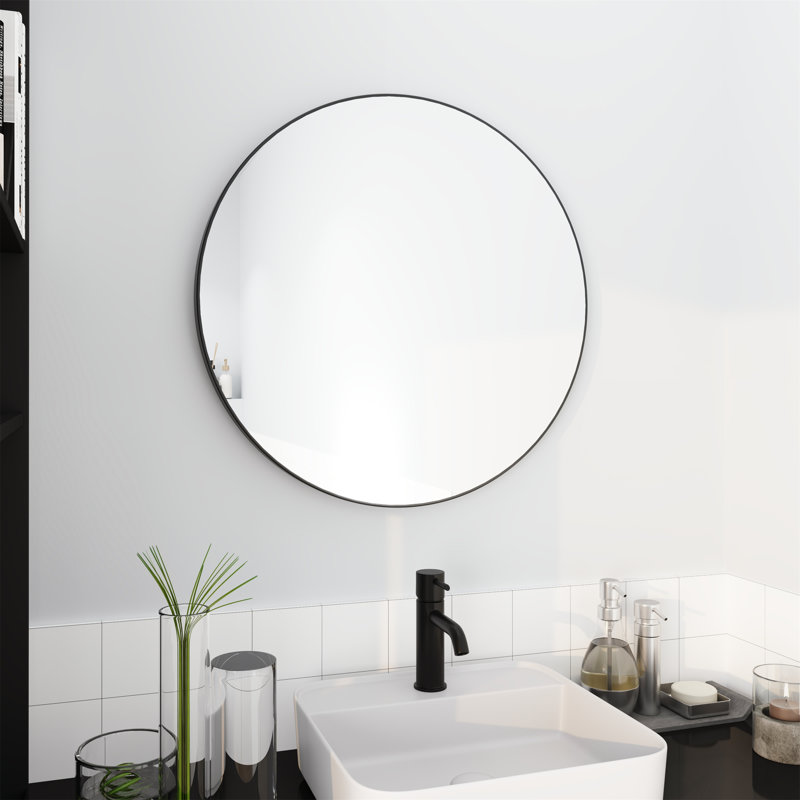 Grand miroir rond rond noir, 32 po x 32 po 